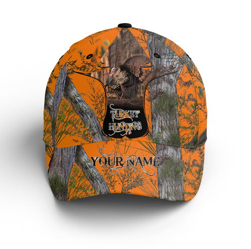 Turkey hunting Orange camo Custom Name hunting hat, Adjustable Unisex Hunting Baseball hat FSD3073