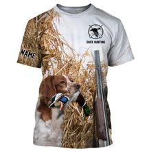 Load image into Gallery viewer, Waterfowl Duck hunting with Dog Brittany Custom Name All over print Shirt, Duck hunting gifts FSD4010