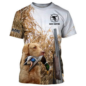 Duck hunting with Dog Chesapeake Bay Retriever Custom Name All over print Shirt, Duck hunting gifts FSD4011