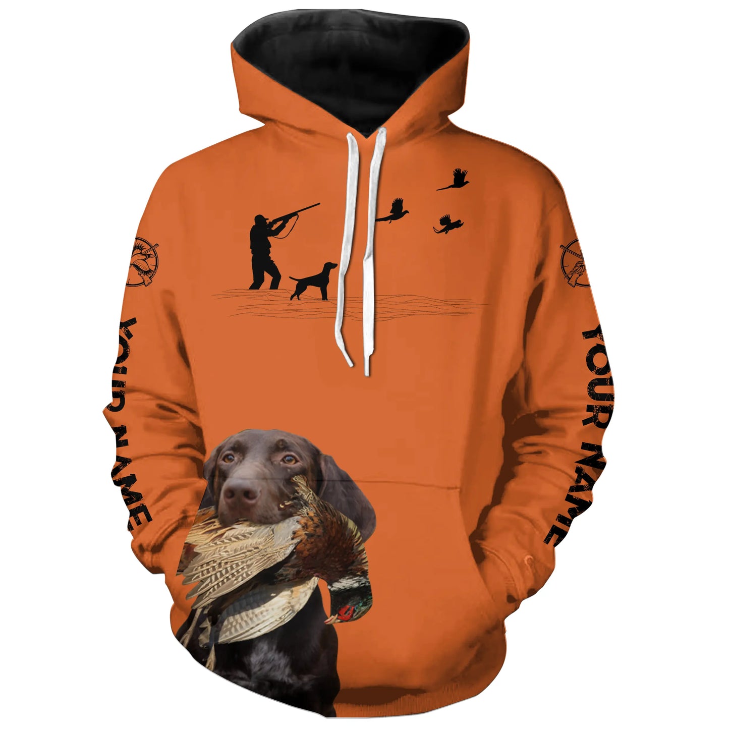 Solid liver GSP Dog Pheasant Hunting customized Name Shirts for Bird Hunting adventures FSD3935
