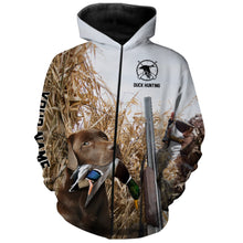 Load image into Gallery viewer, Duck hunting with Dog Chocolate Labs Custom Name All over print Shirts, Duck hunting gifts FSD4014