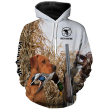 Load image into Gallery viewer, Duck hunting with Dog Fox Red Labs Custom Name All over print Shirts, Duck hunting gifts FSD4015