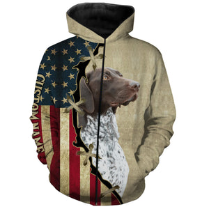 German Shorthaired Pointer American flag T-shirt, Hoodie, Long sleeve Shirt, custom Dog lover Shirt FSD3941