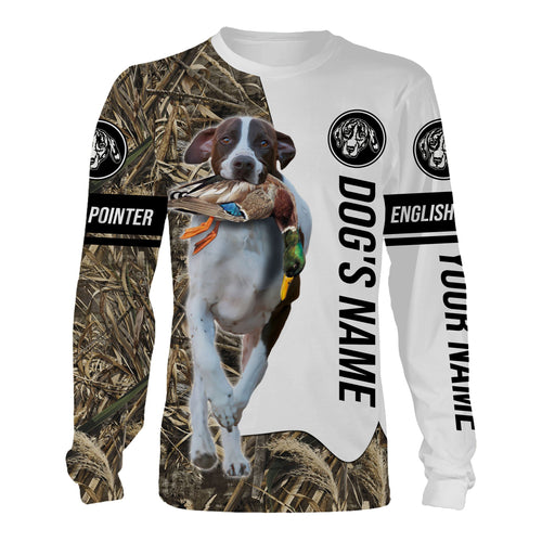 Duck Hunting with English Pointer Dog Custom Name Camo Full Printing Shirts, Gundog hunting Shirt - FSD2777