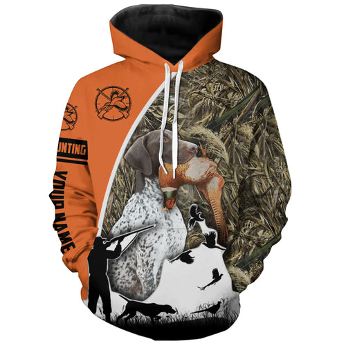 German Short Haired Pointer Dog Pheasant Hunting custom name Camo Orange Shirts, Gifts for Hunters FSD3951