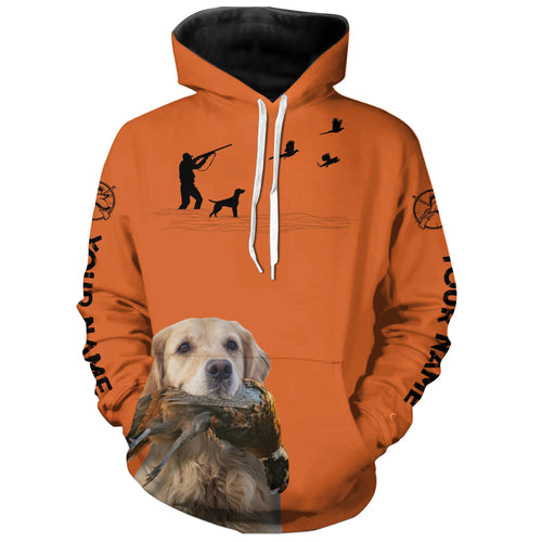 Golden Retriever Dog Pheasant Hunting Custom name Orange Shirts for Upland hunters FSD3952