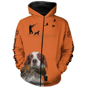 Irish Red & White Setter Dog Pheasant Hunting Custom name Orange Shirts for Upland hunters FSD3956