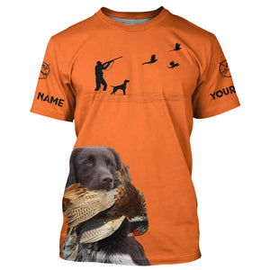 Small Munsterlander Dog Pheasant Hunting Custom name Orange Shirts for Upland hunters FSD3957