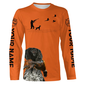 Black German Shorthaired Pointer Dog Pheasant Hunting Custom name Orange Shirts for Upland hunters FSD3958