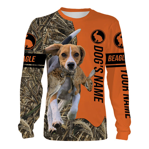 Rabbit Hunting with Dogs Beagle Customize Name Shirts, Beagle hunting dog shirt FSD3660