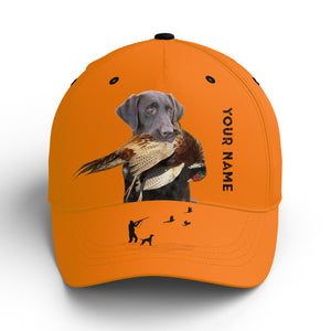 Hunting Dogs Pheasant Hunting Blaze Orange Custom Name Hat for Men, Choose hunting dog breeds FSD3967