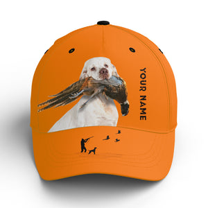 Hunting Dogs Pheasant Hunting Blaze Orange Custom Name Hat for Men, Choose hunting dog breeds FSD3967