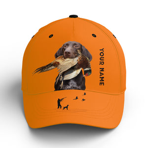 Hunting Dogs Pheasant Hunting Blaze Orange Custom Name Hat for Men, Choose hunting dog breeds FSD3967