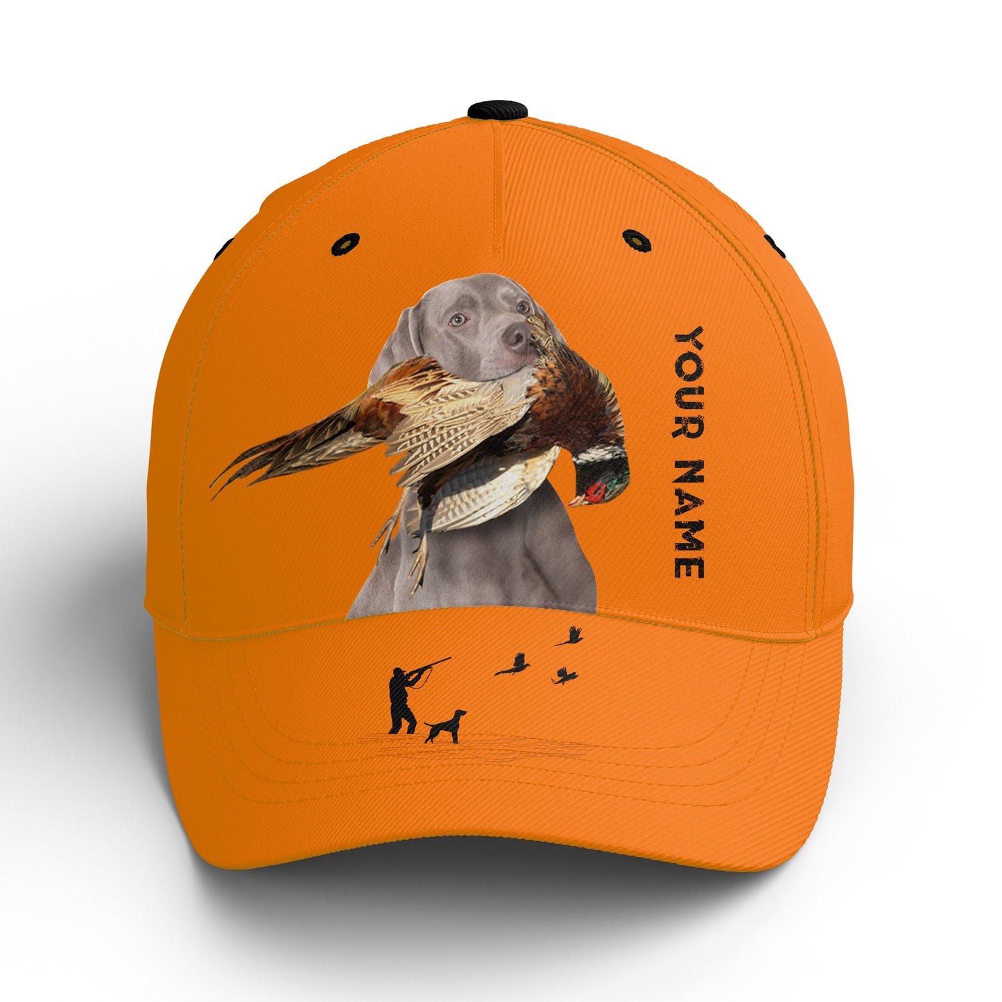 Hunting Dogs Pheasant Hunting Blaze Orange Custom Name Hat for Men, Choose hunting dog breeds FSD3967