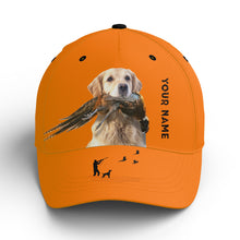 Load image into Gallery viewer, Hunting Dogs Pheasant Hunting Blaze Orange Custom Name Hat for Men, Choose hunting dog breeds FSD3967