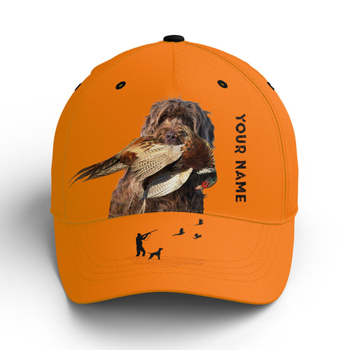 Hunting Dogs Pheasant Hunting Blaze Orange Custom Name Hat for Men, Choose hunting dog breeds FSD3967