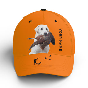 Hunting Dogs Pheasant Hunting Blaze Orange Custom Name Hat for Men, Choose hunting dog breeds FSD3967