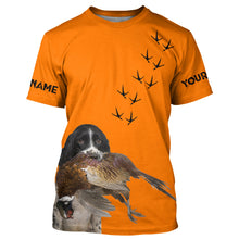 Load image into Gallery viewer, English Springer Spaniel Dog Pheasant Hunting Blaze Orange custom Name Hunting Hoodie, T-shirt FSD3969