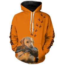 Load image into Gallery viewer, Yellow Labs Dog Pheasant Hunting Blaze Orange custom Name Hunting Hoodie, T-shirt FSD3970