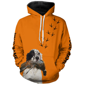 English setter Dog Pheasant Hunting Blaze Orange custom Name Hunting Hoodie, T-shirt FSD3972