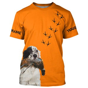 English setter Dog Pheasant Hunting Blaze Orange custom Name Hunting Hoodie, T-shirt FSD3972