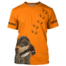 Load image into Gallery viewer, Wirehaired Pointing Griffon Dog Pheasant Hunting Blaze Orange custom Name Hunting Hoodie, T-shirt FSD3974