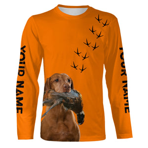 Vizsla Dog Pheasant Hunting Blaze Orange custom Name Hunting Hoodie, T-shirt FSD3975