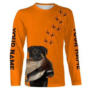 Pointing Dogs Breeds Pheasant Hunting Custom Name Blaze Orange Long Sleeve Shirts for Bird Hunter FSD4018