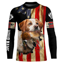 Load image into Gallery viewer, Brittany Bird dog Hunting Pheasant American flag Custom Name Shirts, gifts for hunting dog owners FSD3800