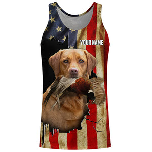 Bird Dog Labs red Labrador Pheasant hunting American flag Custom Name Shirts, gifts for dog owners FSD3802