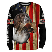 Load image into Gallery viewer, Springer Spaniel bird Dog Pheasant hunting American flag Customized Name Shirts, Hoodie FSD3806