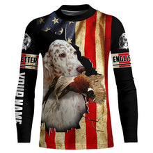 Load image into Gallery viewer, English Setter bird Dog Pheasant hunting American flag Customized Name Shirts, Hoodie FSD3807