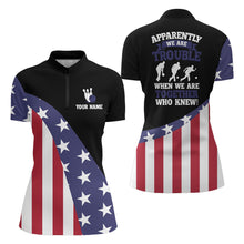 Load image into Gallery viewer, American Flag Bowling Shirt for Women Custom Bowling Jersey Funny Patriot Ladies League Quarter-Zip NBZ150