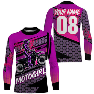 MotoGirl Custom Motocross Jersey Women Girls Biker Dirt Bike Shirt Long Sleeves NMS1331
