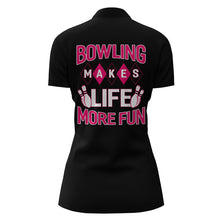 Load image into Gallery viewer, Custom Bowling Shirt for Women, Black&amp;Pink Ladies Bowling Quarter-Zip Shirt, Bowling Girls Jersey NBZ163