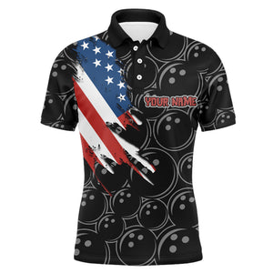 Funny Men Bowling Shirt Personalized Polo Short Sleeve American Flag Bowler Jersey NBP109