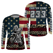 Load image into Gallery viewer, American Flag custom skull Motocross jersey UV Patriotic dirt bike racing motorcycle racewear| NMS920