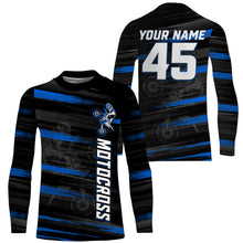 Load image into Gallery viewer, Custom Motocross Jersey UPF30+ Blue Dirt Bike Shirt Youth Men MX Racing Off-road Motorcycle Biker NMS1405