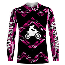Load image into Gallery viewer, Pink Camo Girl Motocross Jersey Personalized Female Rider Shirt Motorcycle Women Jersey| NMS496