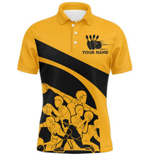 Load image into Gallery viewer, Yellow Bowling Shirt for Men, Personalized Name Vintage Bowler Jersey, My Mind's In The Gutter NBP124