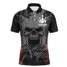 Load image into Gallery viewer, Personalized Skull Bowling Shirt for Men, Custom Team's Name Bowling Jersey League Polo Shirt NBP126