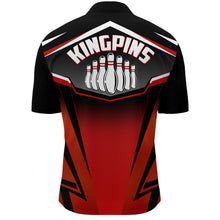Load image into Gallery viewer, Custom Bowling Shirt for Men, Kingpins Red Quarter-Zip Bowling Shirt with Name, Men Bowlers Jersey NBZ180