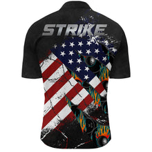 Load image into Gallery viewer, American Flag Bowling Shirt for Men Custom Bowling Jersey Strike Patriot League Bowlers Quarter-Zip NBZ151