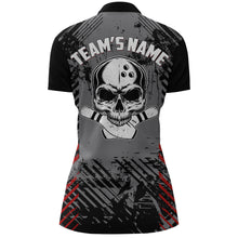 Load image into Gallery viewer, Personalized Skull Bowling Shirt for Women Custom Team's Name Bowling Jersey Lady Quarter-Zip Shirt NBZ126