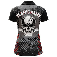 Load image into Gallery viewer, Personalized Skull Bowling Shirt for Women Custom Team's Name Bowling Jersey Lady Bowler Polo Shirt NBP126