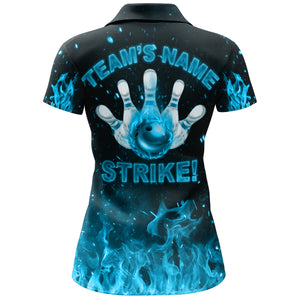 Custom Flames Bowling Shirt for Women, Strike Bowling Jersey for Team League Bowling Polo Shirt NBP179