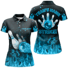 Load image into Gallery viewer, Custom Flames Bowling Shirt for Women, Strike Bowling Jersey for Team League Bowling Polo Shirt NBP179