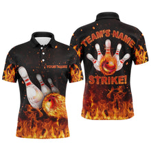 Load image into Gallery viewer, Custom Flames Bowling Shirt for Men, Strike Polo Bowling Shirt for Team, Men&#39;s Fire Bowling Jersey NBP152