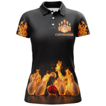 Load image into Gallery viewer, Custom Fire Bowling Shirt for Women Flame Bowling Jersey with Name League Bowling Ladies Polo Shirt NBP174