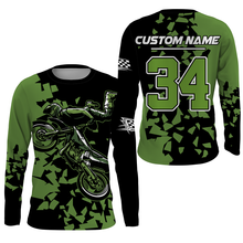 Load image into Gallery viewer, Custom Dirt Bike Jersey UPF30+ UV Protect, Green Motocross Off-Road Riders Motorcycle Racewear| NMS437